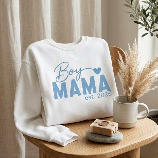 Sweatshirt Boy Mama Heart Est Year Bold Motherhood Lettering