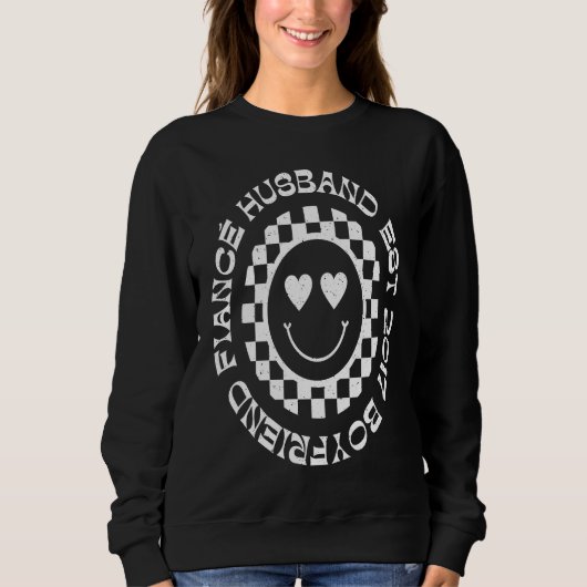 Sweatshirt Boyfriend Fiance Husband Est 2017 Mr Mrs Retro Sm (Devant)