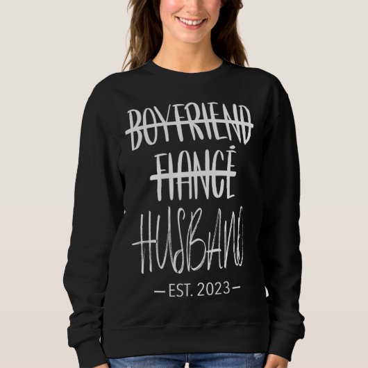 Sweatshirt Boyfriend Fiance Husband Just Married 2023 Groom s (Devant)