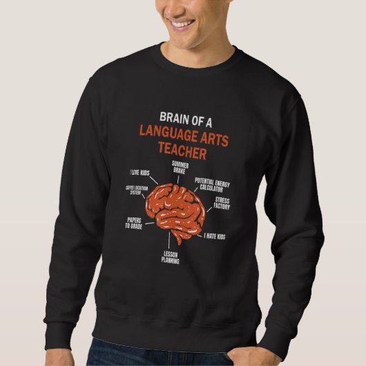 Sweatshirt Brain of a Language Arts Teacher (Devant)