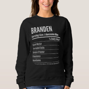 Sweatshirt Branden Taille de service Nutrition Étiquette Calo