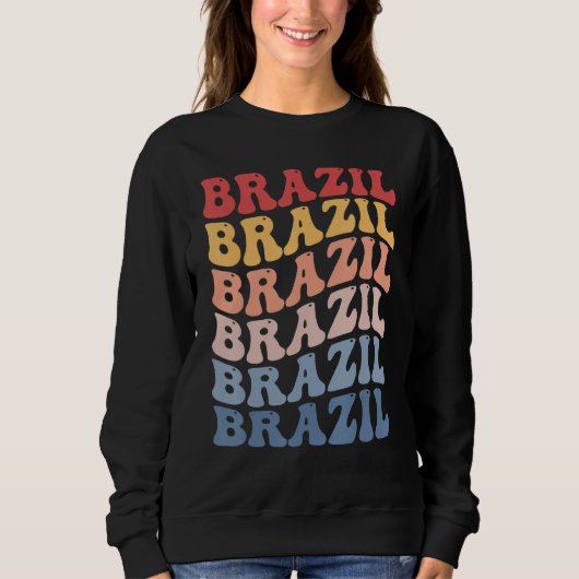 Sweatshirt Brazil Groovy Retro Brazilian (Devant)