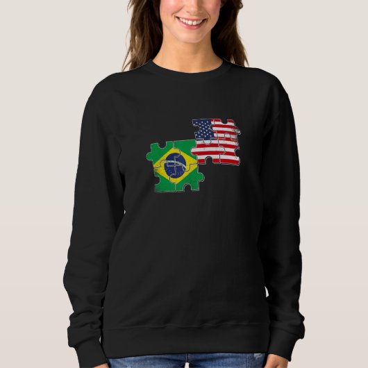 Sweatshirt Brazil USA Brazilian American Flag (Devant)