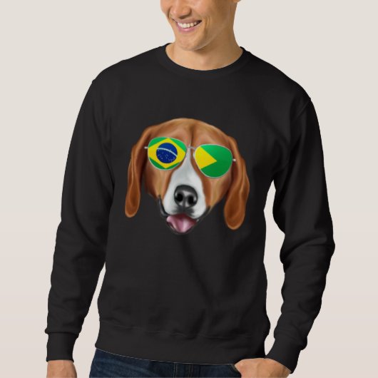 Sweatshirt Brazilian Flag American Foxhound Dog Brazil Pocket (Devant)