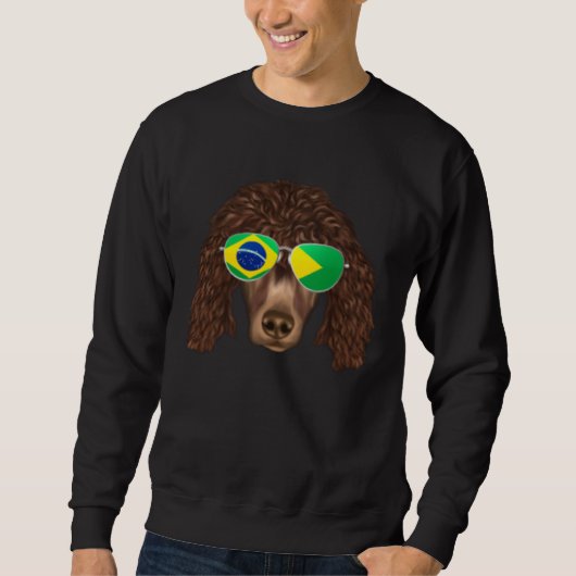 Sweatshirt Brazilian Flag Irish Water Spaniel Dog Brazil Pock (Devant)