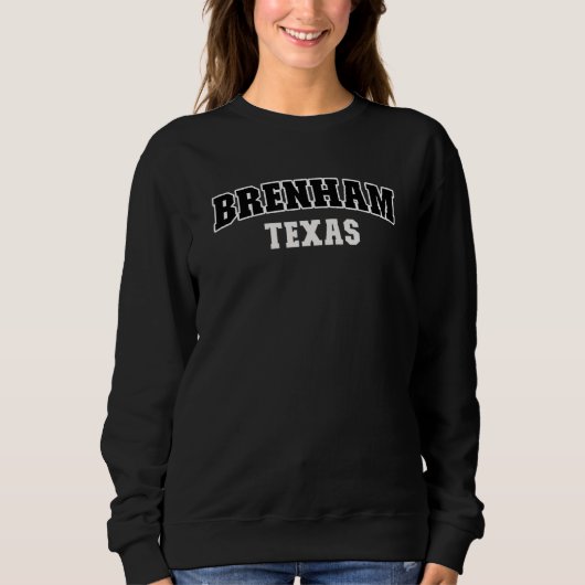 Sweatshirt Brenham Texas Black White Athletic Lettering (Devant)