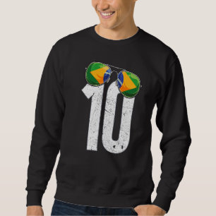 Sweatshirt Brésil Joueur de football Numéro 10 drapeau brésil
