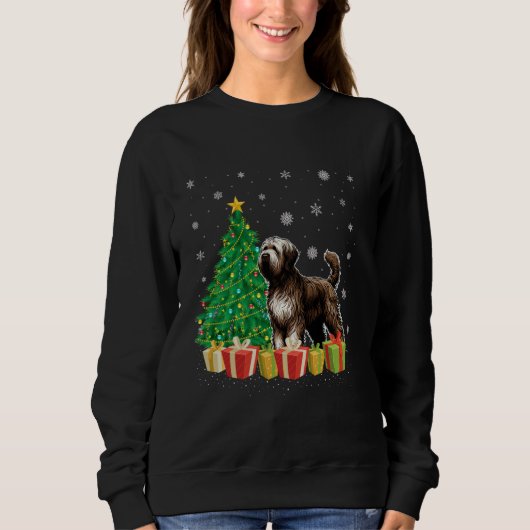 Sweatshirt Briard Chien Xmas Arbre Éclairage Santa Hat Briard (Devant)