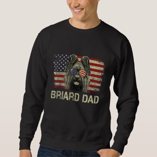Sweatshirt Briard Dad Dog  American Flag 4th Of July (Devant)