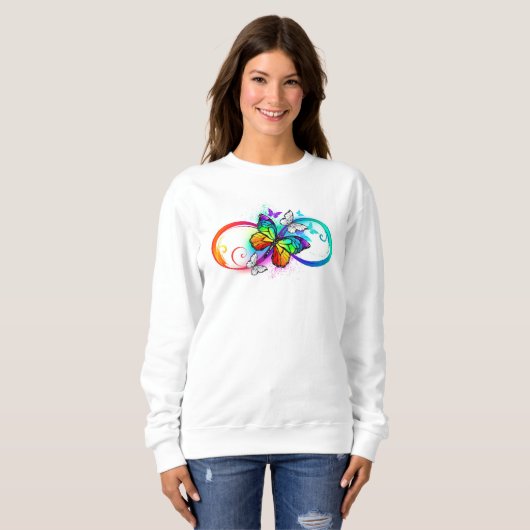 Sweatshirt Bright infinity with rainbow butterfly (Devant entier)