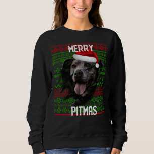 Sweatshirt Briser Mur Grey Chien Pitbull Noël Chapeau de Noël