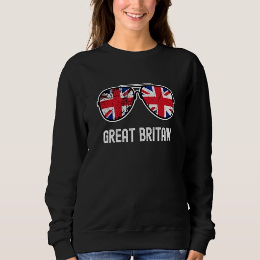 Sweatshirt British Flag Union Jack Sunglasses England UK (Devant)