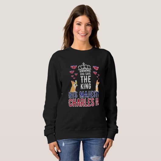 Sweatshirt British King Long Live The King God Save The King  (Devant entier)
