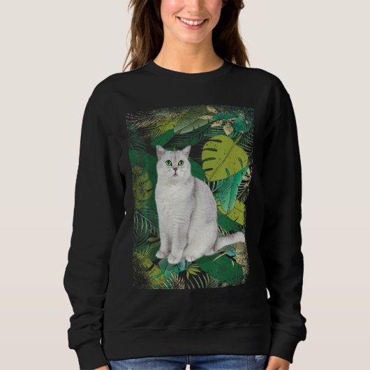 Sweatshirt British Short Hair Shorthair Cat Tropical Hawaii V (Devant)