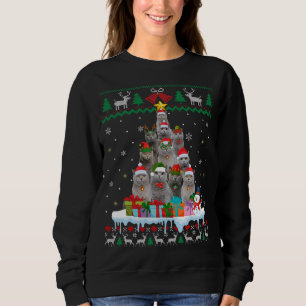 Sweatshirt British Shorthair Cat Père Noël Christmas Tree Ugl
