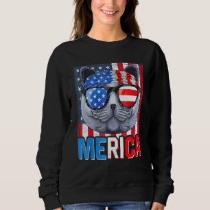 Sweatshirt British Shorthair Merica 4 juillet Cat American