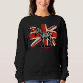 Sweatshirt British UK Zebra on Great Britain Zebra (Devant)