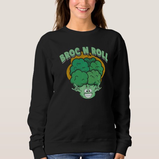Sweatshirt Broc N Roll Vegan Vegetarian Broccoli Vegetable (Devant)