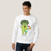 Sweatshirt Broccoli à Hockey avec chauve-souris de hockey (Devant entier)