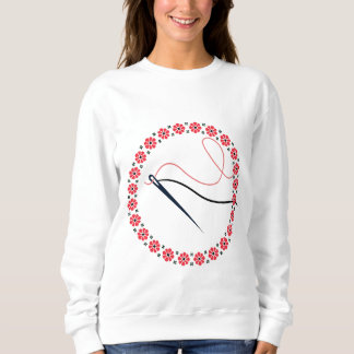Sweatshirt Broderie Florale Rouge Aiguille et Fil Esthétique