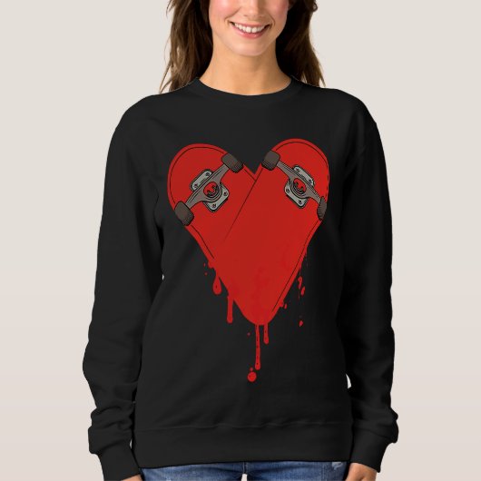 Sweatshirt Broken Bleeding Skateboard Heart (Devant)