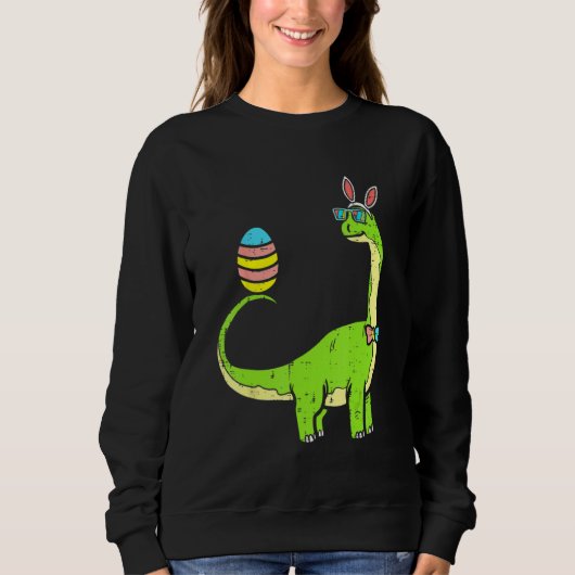 Sweatshirt Brontosaurus Bunny Oeufs Oeufs Jour de Pâques Dino (Devant)