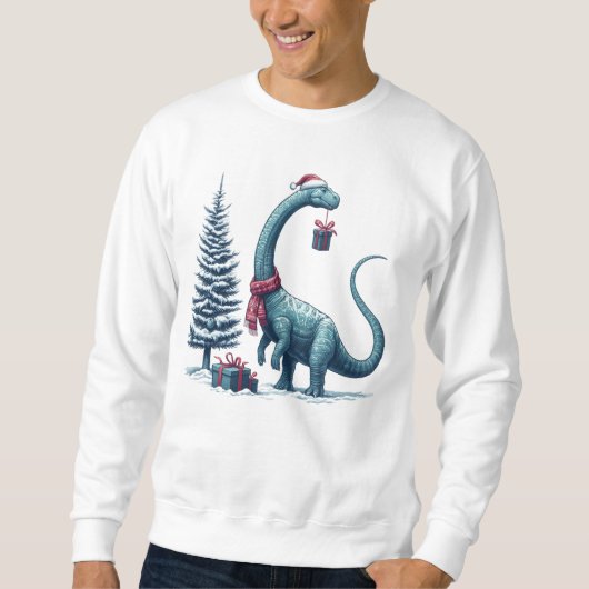 Sweatshirt Brontosaurus dinosaure de Noël (Devant)