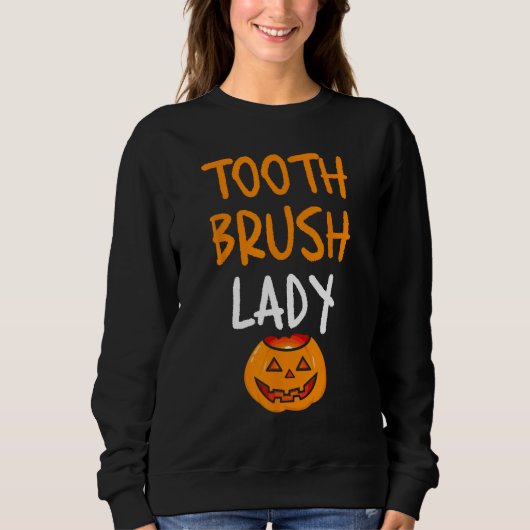 Sweatshirt Brosse à dents Lady Amusante Citrouille Infirmière (Devant)