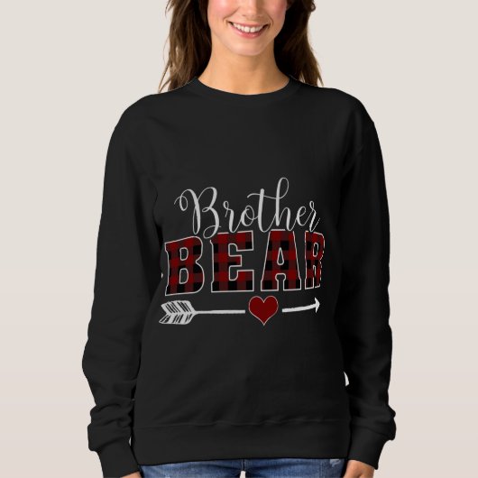 Sweatshirt Brother Bear Buffalo Plaid Arrow Heart Son Christa (Devant)