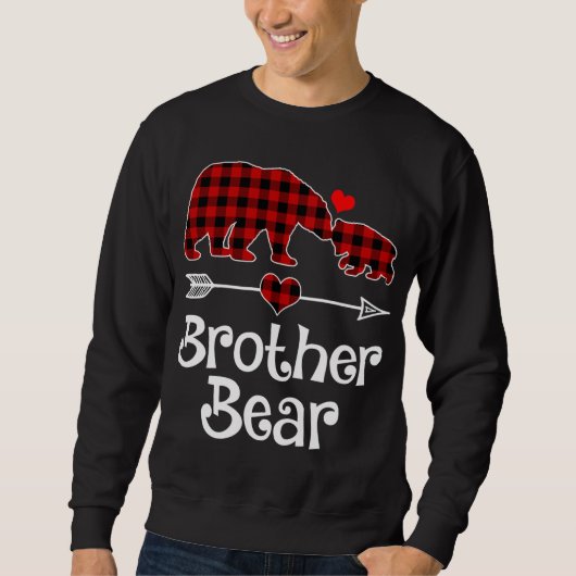 Sweatshirt Brother Bear Pajama de Noël Rouge Plaid Buffalo Ma (Devant)