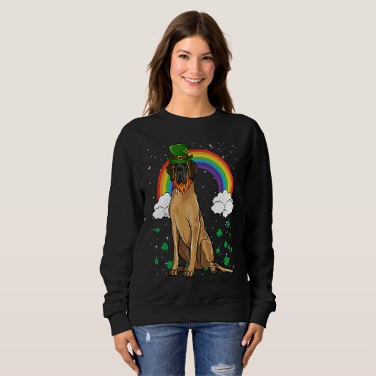 Sweatshirt Brown Great Dane St Patricks Day Leprechaun (Devant entier)