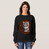 Sweatshirt Brown White Illustrated Cute Cat T-Shirt (Devant entier)