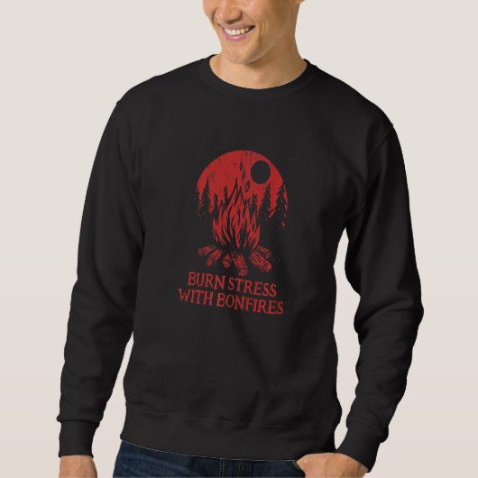 Sweatshirt Brûler le stress avec les feux de camp Camping Hum (Devant)