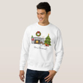 Sweatshirt Brun et Tan Piebald Longue Fourrure Dachshund Cham (Devant entier)