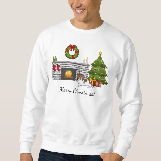 Sweatshirt Brun et Tan Piebald Longue Fourrure Dachshund Cham (Devant)