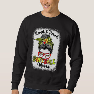 Sweatshirt Brut Et Fier Softball Memaw Messy Bun Bleached