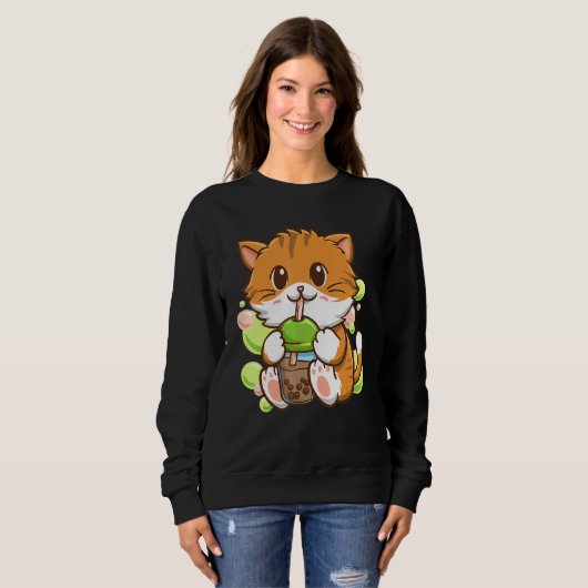 Sweatshirt Bubble Tea Cat Boba Tea Drinker Tapioca Balls cat (Devant entier)
