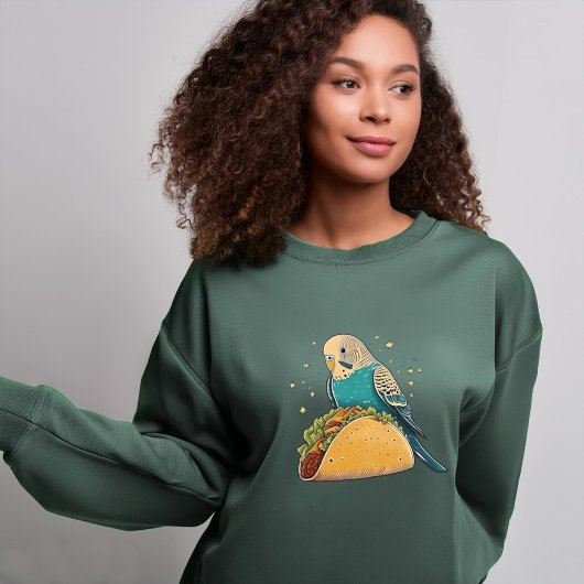 Sweatshirt Budgie avec Taco | Quirky Bird Lover's Delight