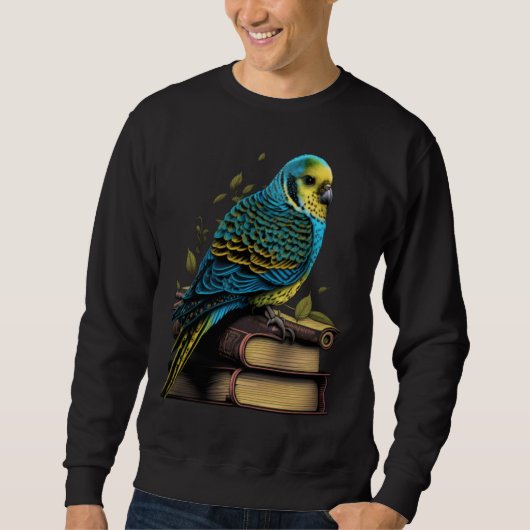 Sweatshirt Budgie Budgerigar Book Parakeet Bird Bookworm Read (Devant)