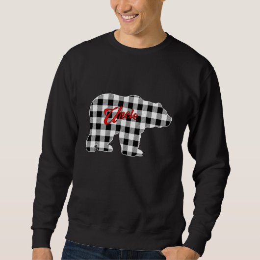 Sweatshirt Buffalo Black and White Plaid Uncle Bear Christmas (Devant)