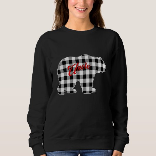 Sweatshirt Buffalo Black and White Plaid Uncle Bear Christmas (Devant)