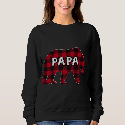 Sweatshirt Buffalo Plaid Bear Pajama de Noël Correspondant Fa (Devant)