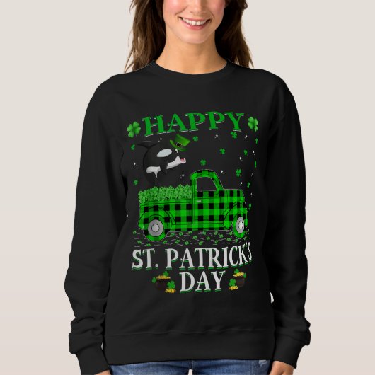 Sweatshirt Buffalo Plaid Camion Vert Orca Fish St Patrick S D (Devant)