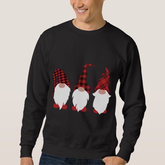 Sweatshirt Buffalo Plaid Cute Gnomes Noël (Devant)