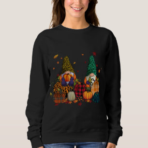 Sweatshirt Buffalo Plaid Design Citrouille Gnomes Tombent Heu