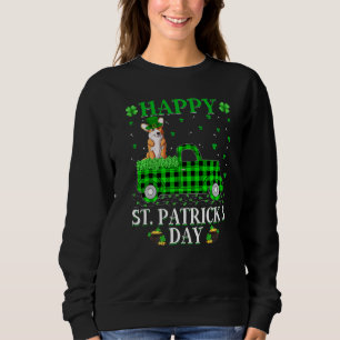 Sweatshirt Buffalo Plaid Green Truck Corgi Chien St Patrick's