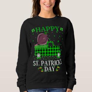 Sweatshirt Buffalo Plaid Green Truck Flounder Fish St Patrick