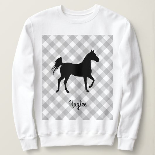 Sweatshirt Buffalo Plaid Horse Lover (Pas Vilain) (Design devant)