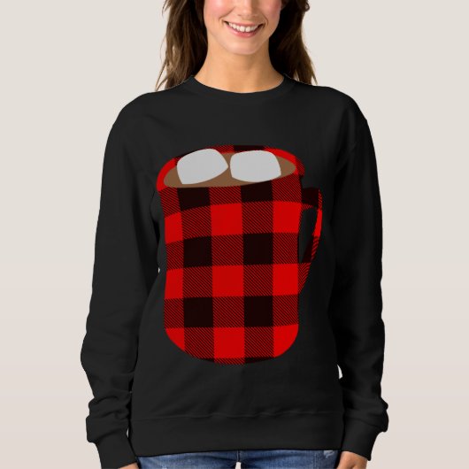 Sweatshirt Buffalo Plaid Hot Cocoa Cup avec Marshmallow Chris (Devant)