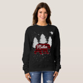 Sweatshirt Buffalo Plaid Mère Ours Arbre de Noël Pyjama Fa (Devant entier)